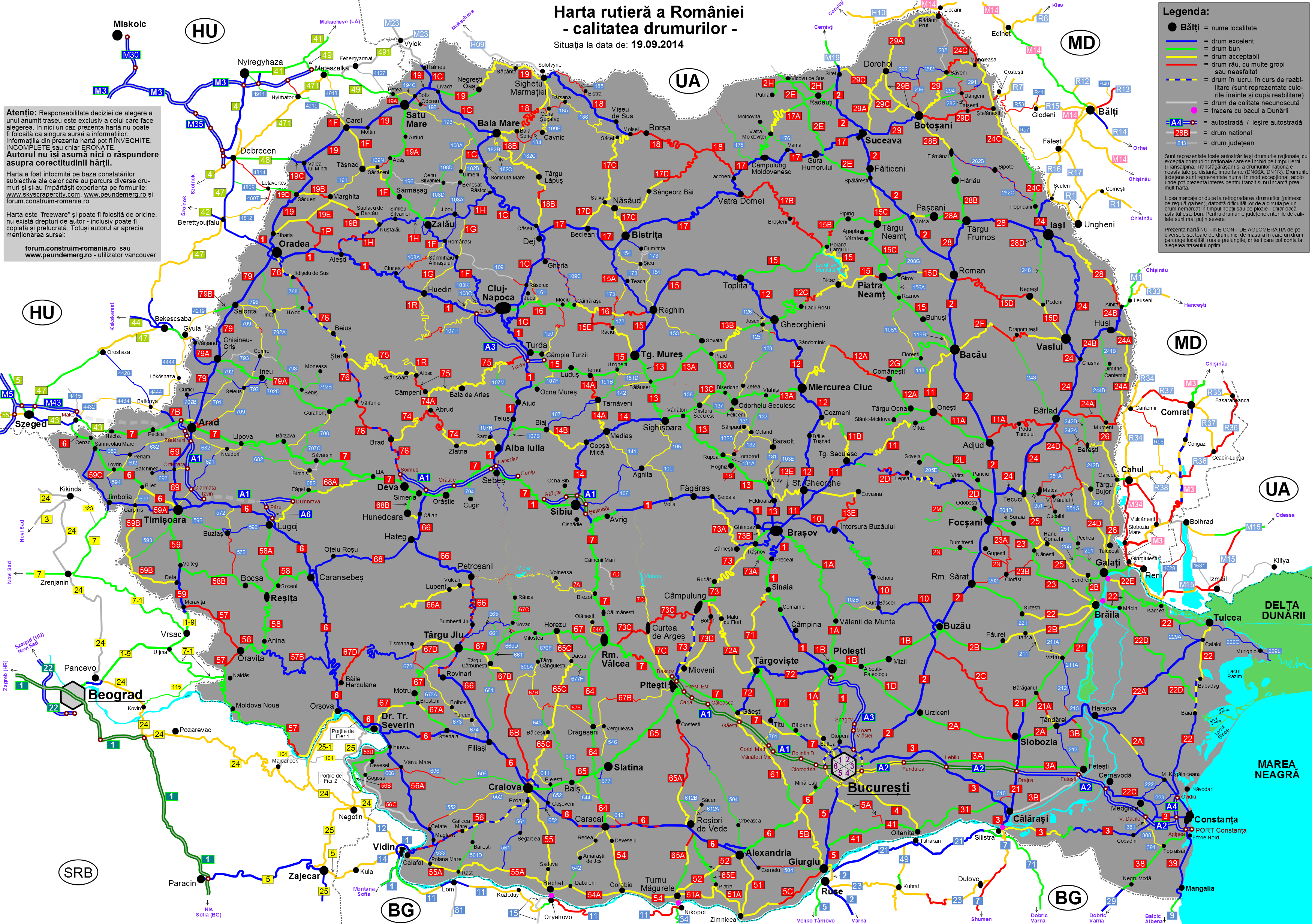 Hartă cu starea drumurilor din România, lansată pe internet