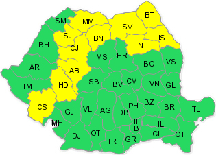 Cod Galben de ploi abundente în 11 judeţe