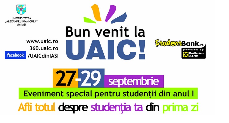 Universitatea „Alexandru Ioan Cuza” din Iași urează bobocilor „Bun Venit”. Concert TAXI, astăzi de la ora 19:30