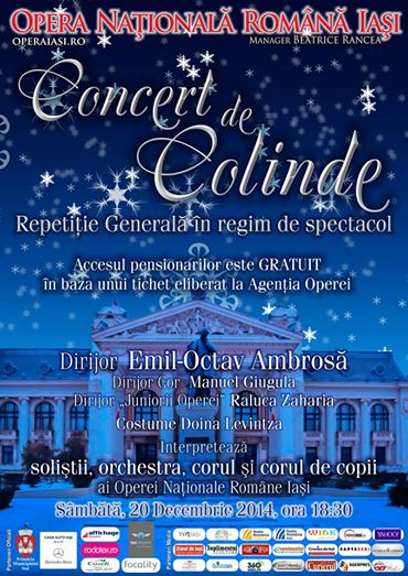 Concert de colinde – Opera Naţională Română Iaşi – 20 decembrie 2014