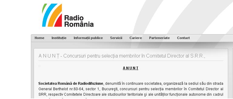 Concursuri pentru selecţia membrilor în Comitetul Director al S.R.R.