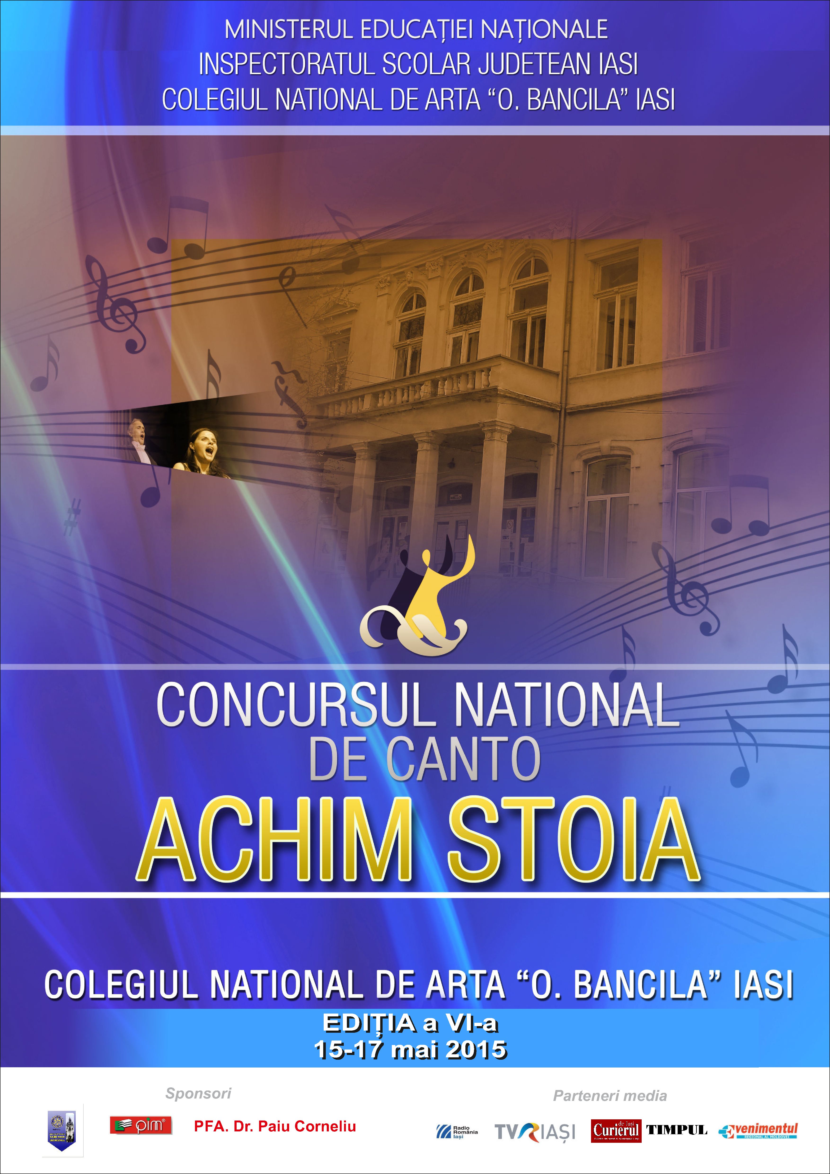 Iaşi: 17 mai, ora 11:00 Gala Concursului de Canto Achim Stoia la CNAOB