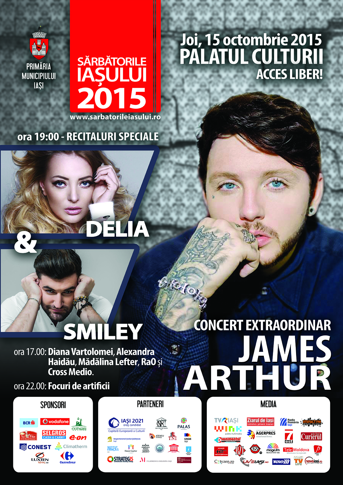 IAŞI: Artistul James Arthur nu mai concertează în Piaţa Palatului