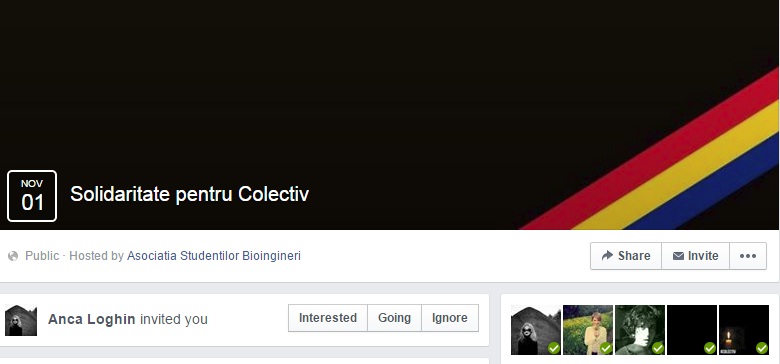 Mobilizare pe Facebook pentru a comemora victimele tragediei din clubul Colectiv