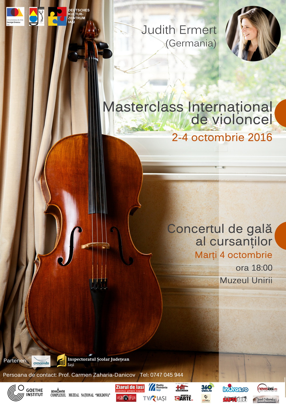 Iasi, 4 oct., ora 18:00, Muzeul Unirii Concert al cursanților la Masterclass de violoncel