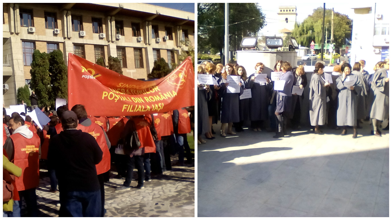 IAŞI: Protestul poştaşilor vs. Protestul grefierilor