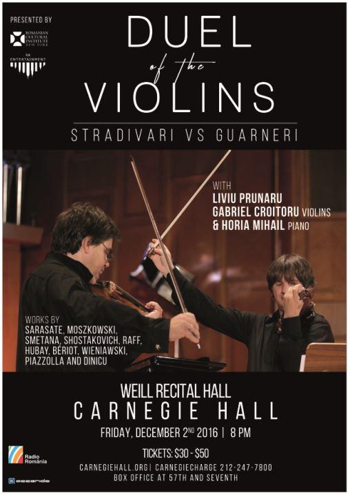 Duelul Viorilor, un proiect Radio România, la Carnegie Hall şi la Kennedy Center for the Performing Arts, cu prilejul Zilei Naţionale