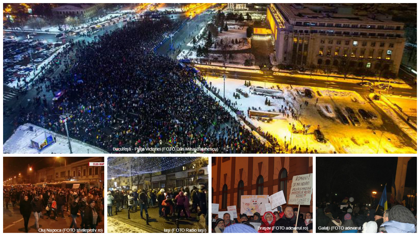 În toată ţara au avut loc proteste împotriva proiectelor de ordonanţă de urgenţă privind graţierea şi modificarea Codului Penal