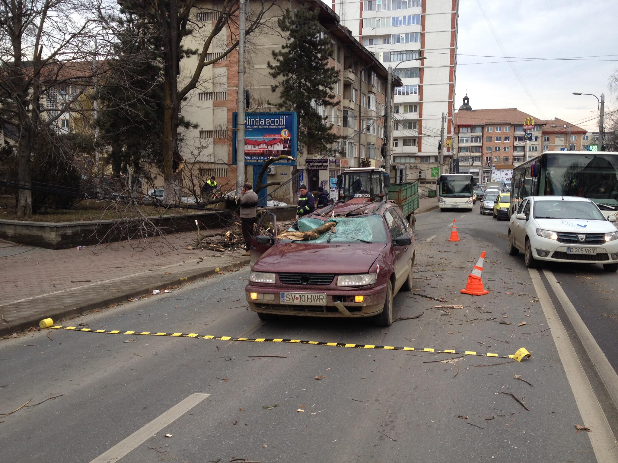 (UPDATE/FOTO) Arborii doborâţi de vânt în Suceava nu erau în evidenţă pentru tăiere, susţine viceprimarul