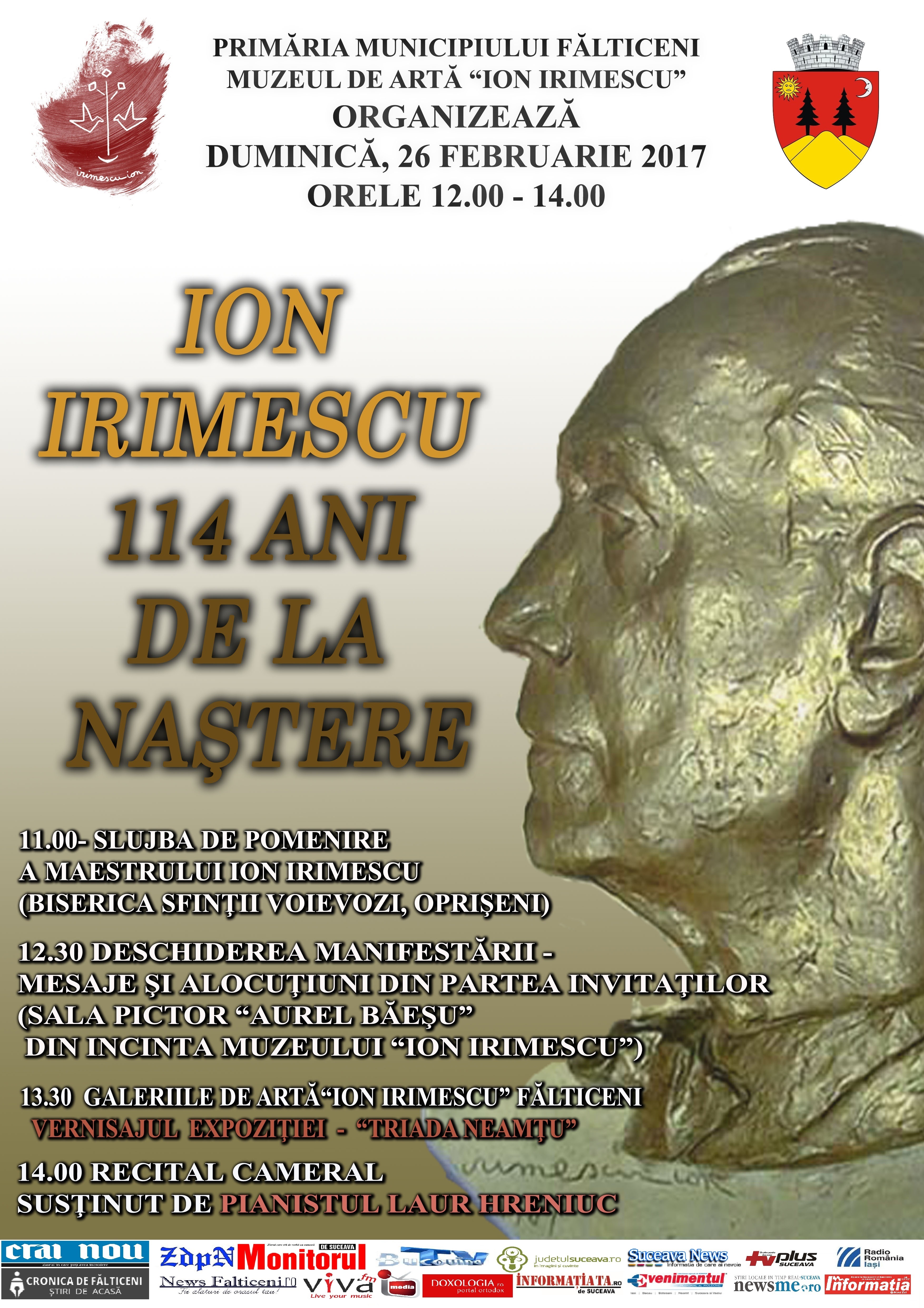 Fălticeni – Aniversarea a 114 de la nașterea marelui sculptor ION IRIMESCU