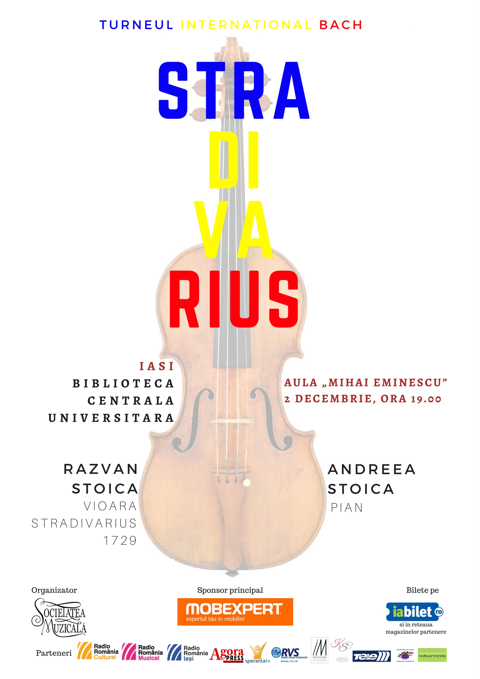 Iaşi, 2 decembrie, ora 19.00, Aula BCU: Concert de Ziua Naţională, Răzvan şi Andreea Stoica, Turneul Bach