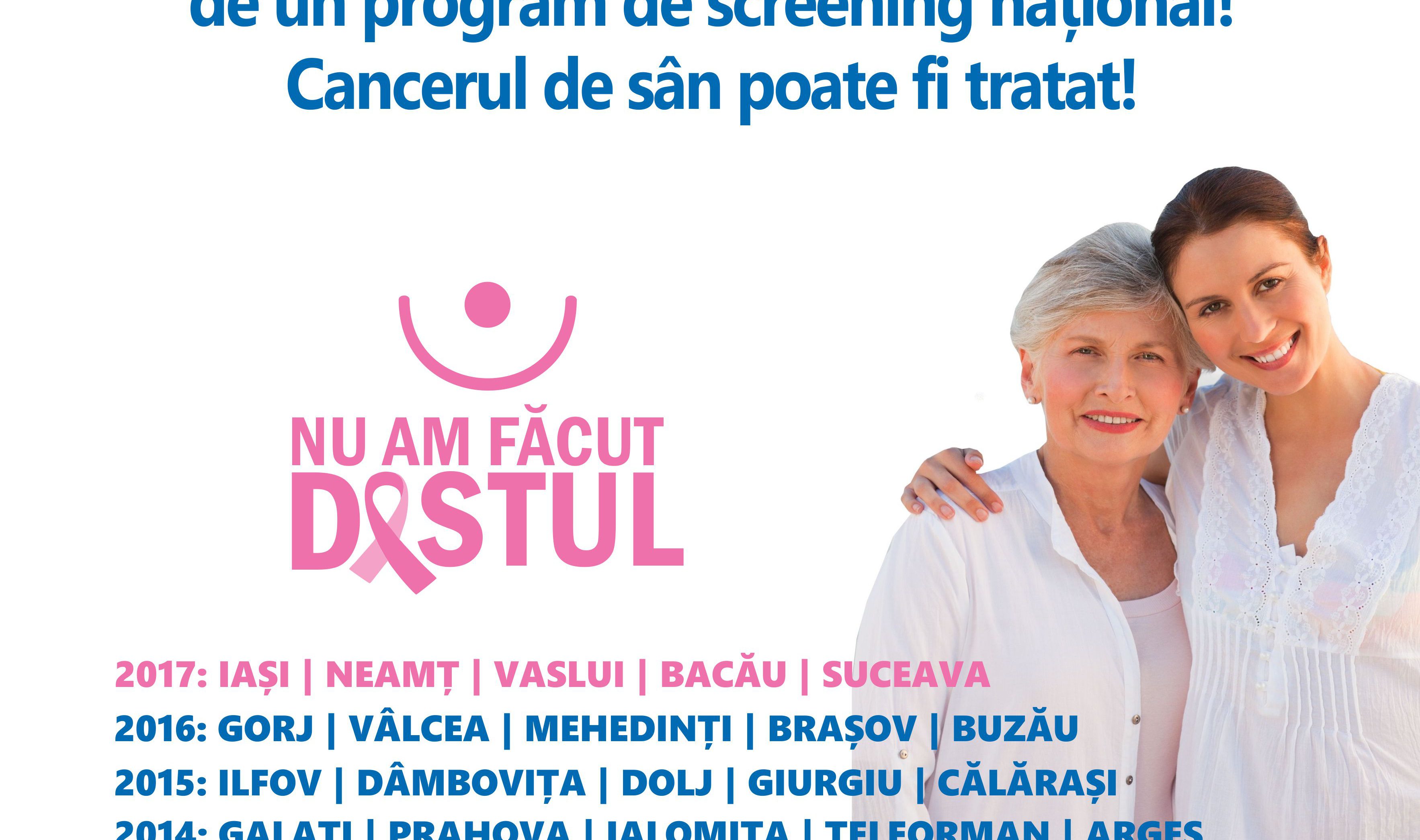 18 -19 noiembrie –  testări gratuite pentru femeile din județul Iași, în vederea depistării cancerului de sân