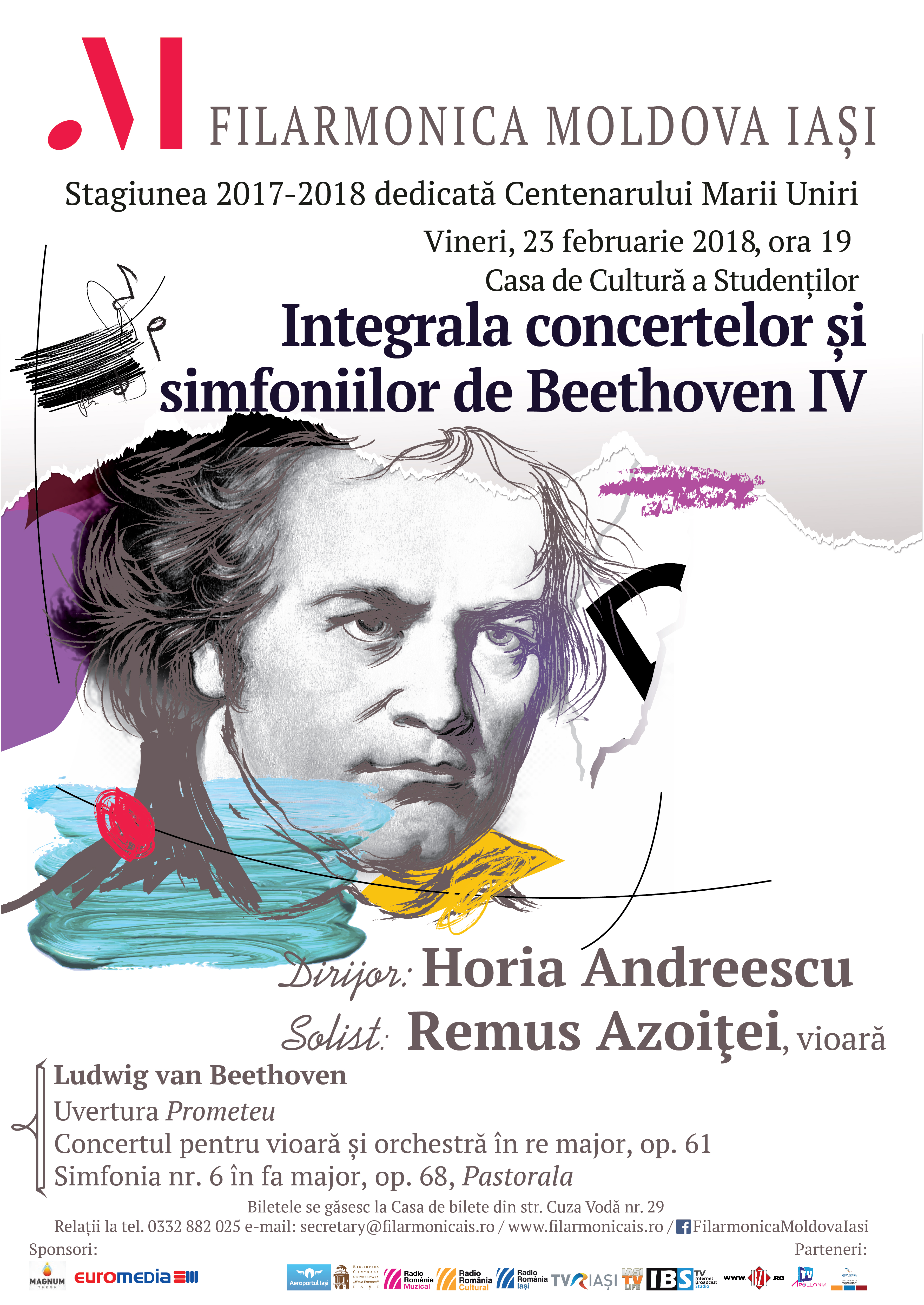 Vineri, 23 februarie, ora 19.00, Casa de Cultură a Studenţilor Iaşi: Concertul 4 din Integrala Beethoven condusă de maestrul Horia Andreescu, solist Remus Azoiţei