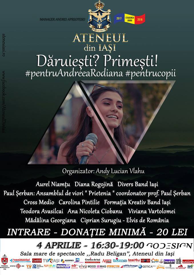 Ateneul din Iaşi: „Dăruiești? Primești!” #pentru Andreea Rodiana