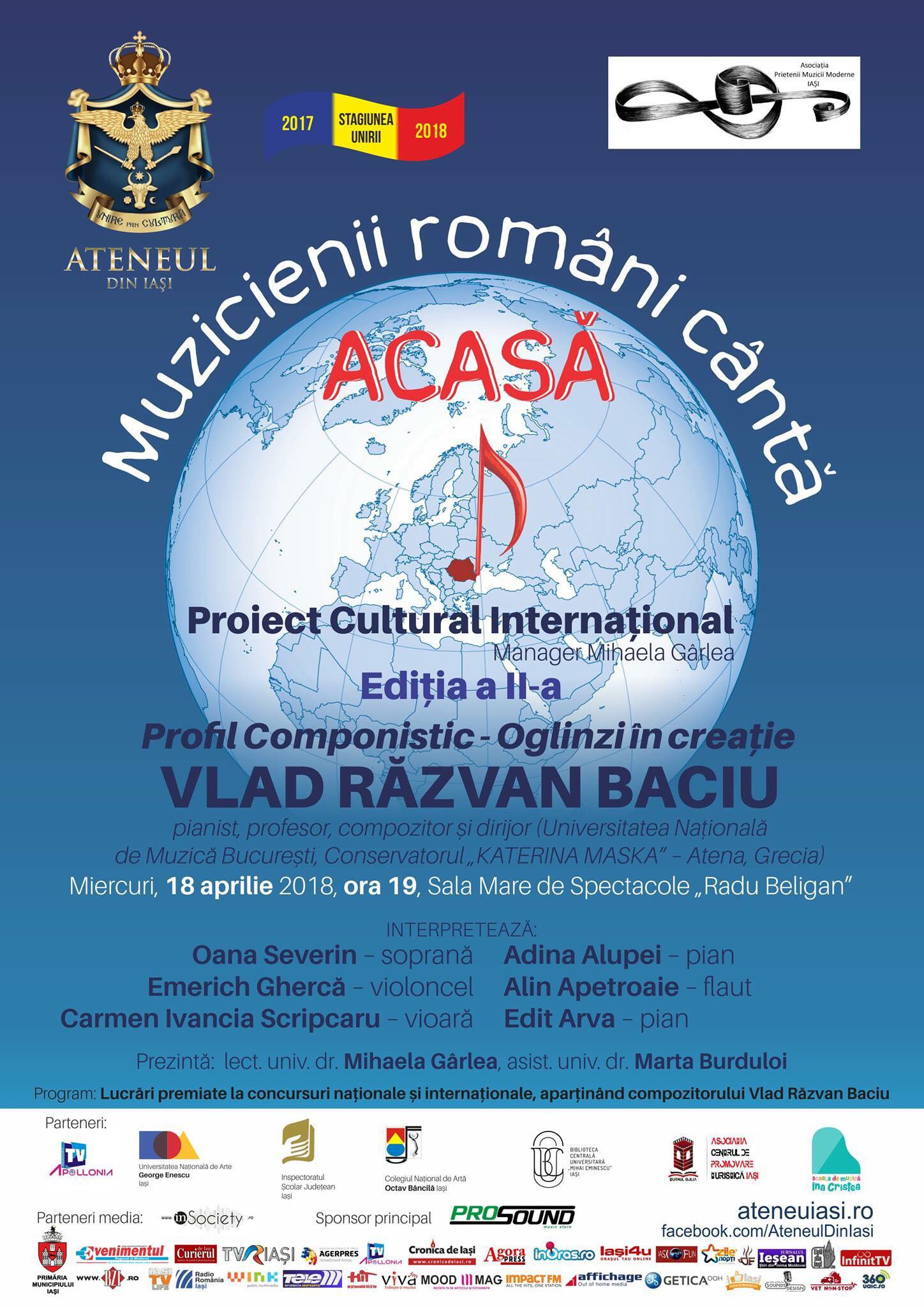 Iaşi, 18 apr., 19:00 Ateneu, Muzicienii români cântă acasă: Vlad Răzvan Baciu