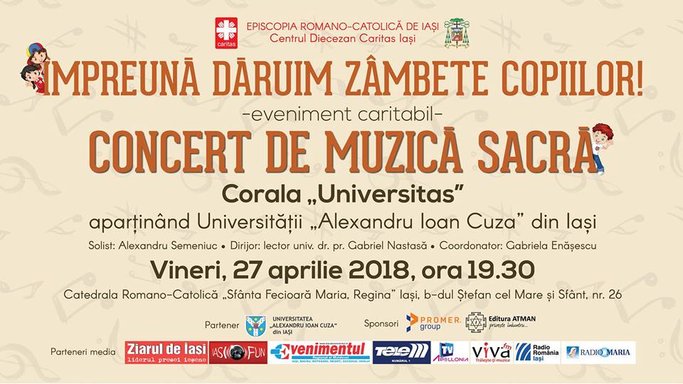 Centrul Diecezan Caritas Iași: prima ediție a concertului caritabil „Împreună dăruim zâmbete copiilor!”