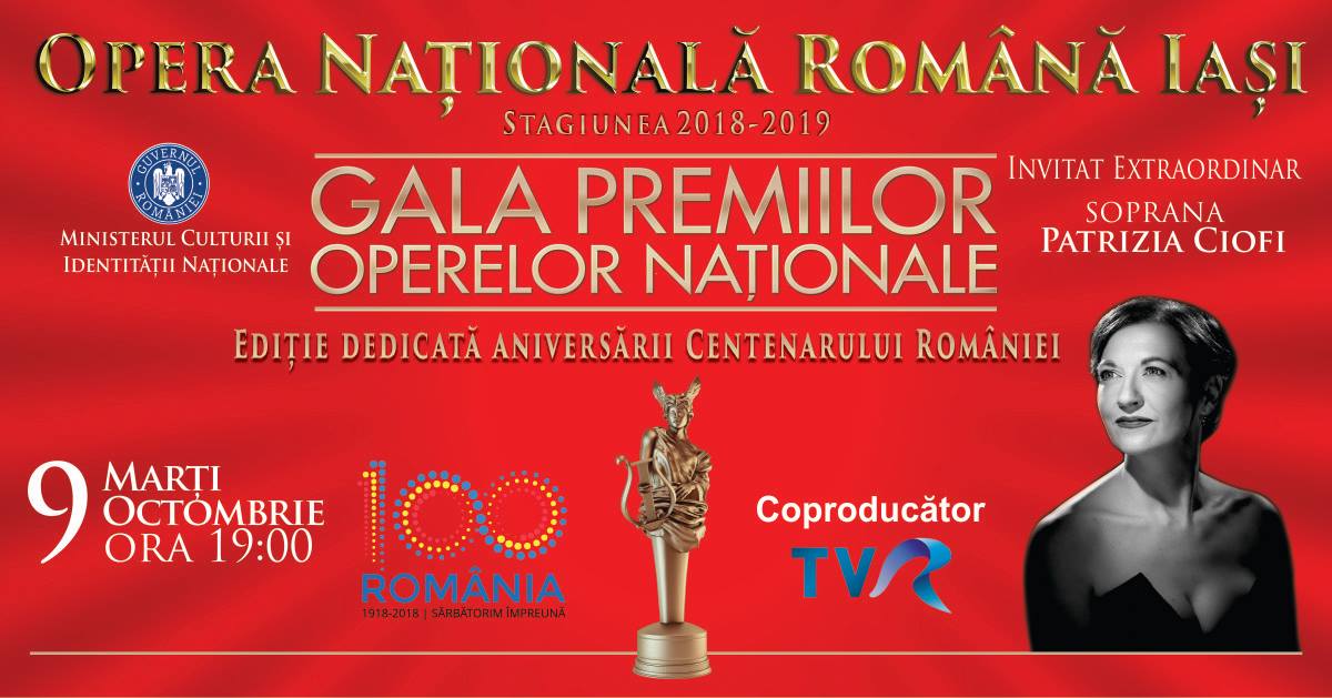 Iaşi: Patrizia Ciofi, invitatul special al Galei Premiilor Operelor Naţionale