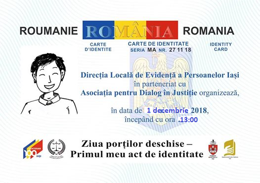 „Ziua porților deschise – Primul meu act de identitate”. Maria Păduraru, coordonator proiecte „Asociaţia pentru Dialog în Justiţie” la Radio Iaşi (22.11.2018)