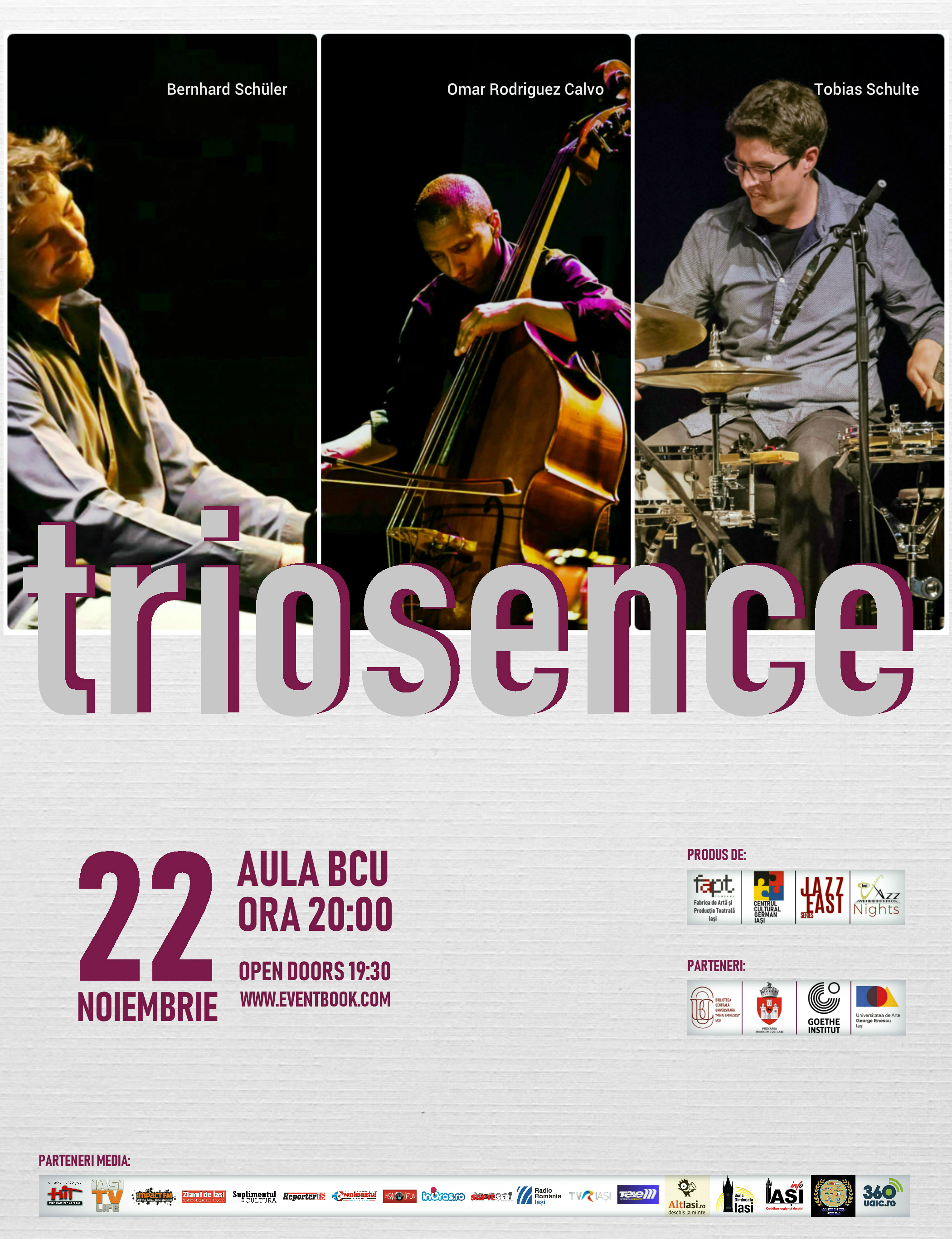 Joi, 22 noiembrie, ora 20.00, Aula BCU: Triosence, concert extraordinar de jazz