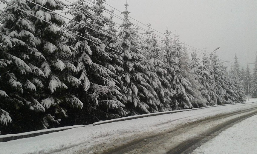 Ninge în zona înaltă a judeţului Neamţ. Drumarii au acţionat deja cu două utilaje