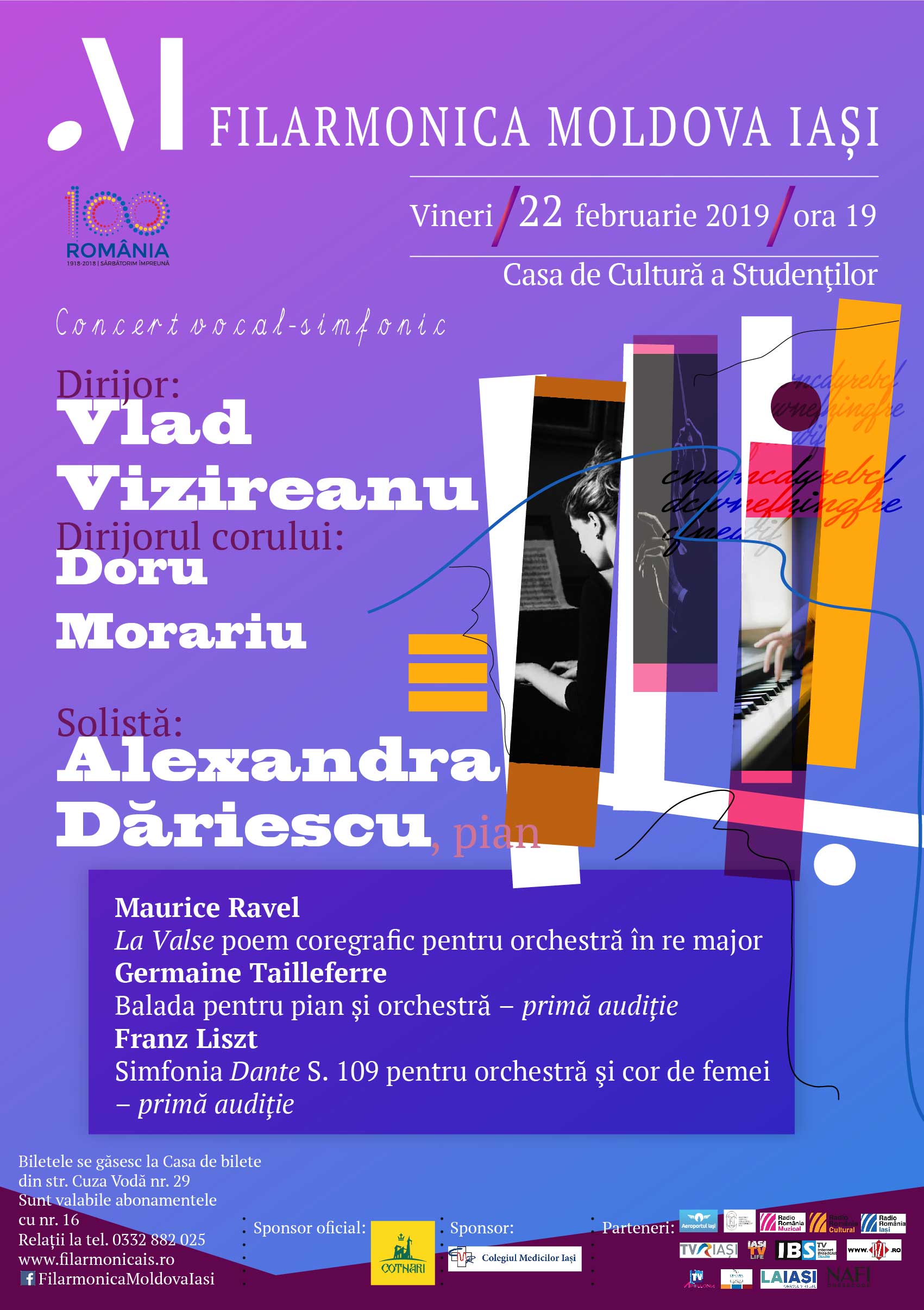 Iaşi, 22 februarie, de la ora 19.00, la Casa Studenţilor, concertează pianista Alexandra Dăriescu, alături de orchestra Filarmonicii Moldova, dirijată de Vlad Vizireanu