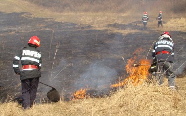 Incendiu în apropiere de Focşani; ard 30 de hectare de vegetaţie uscată