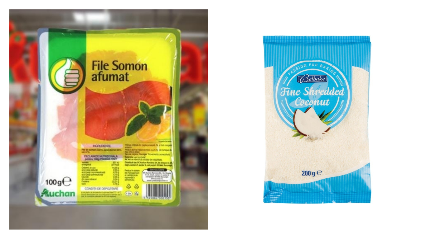 File de somon afumat vândut de Auchan şi fulgi de cocos de la Lidl, produse retrase de la vânzare