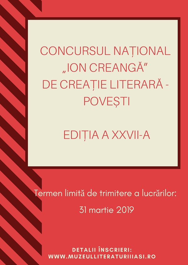 Concursul Național „Ion Creangă” de creație literară – POVEȘTI, ediția a XXVII-a