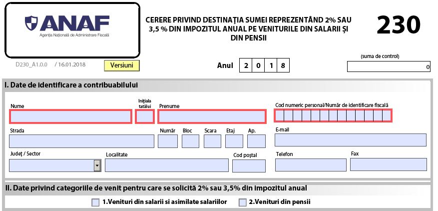 Formularul 230 pentru redirecţionarea a 3,5% din impozitul pe venit mai poate fi depus până pe 27 mai