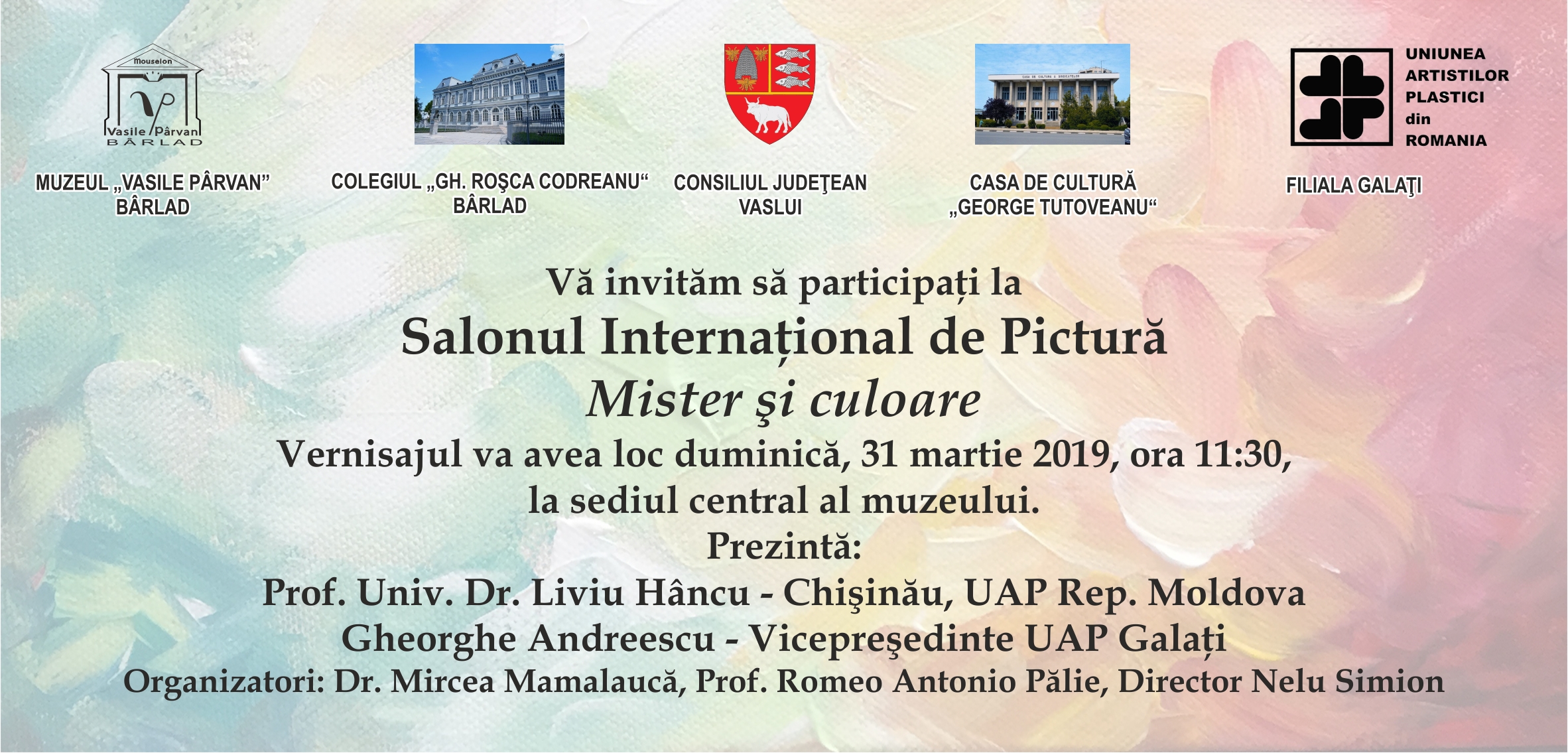 Bârlad, 31 martie-3 mai 2019: Salonul Internaţional de Artă „Mister şi Culoare”