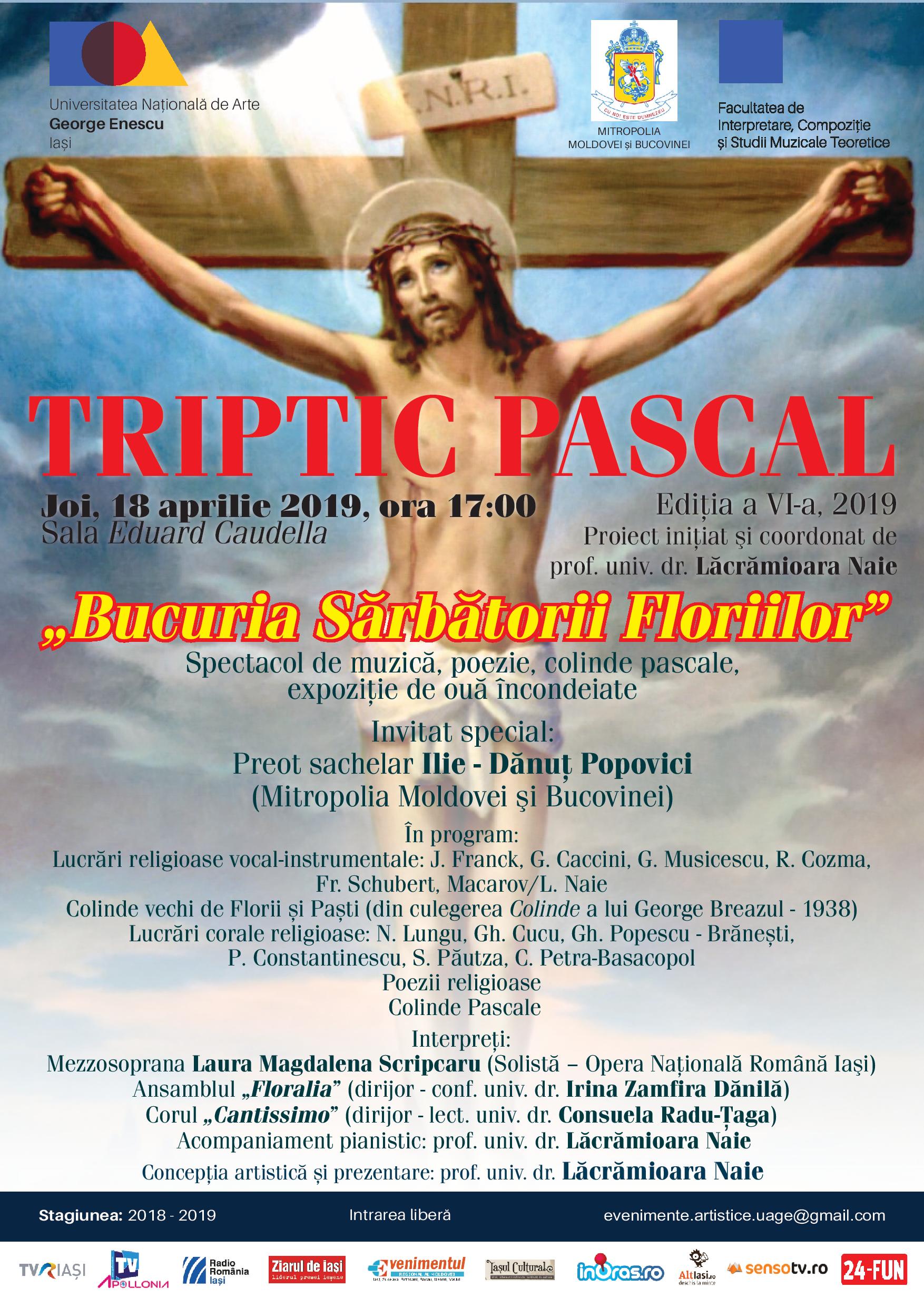 Iaşi, 18 apr., ora 17.00, Casa Balş, Spectacol Triptic Pascal: muzică, poezie, colinde pascale, expoziţie de ouă încondeiate