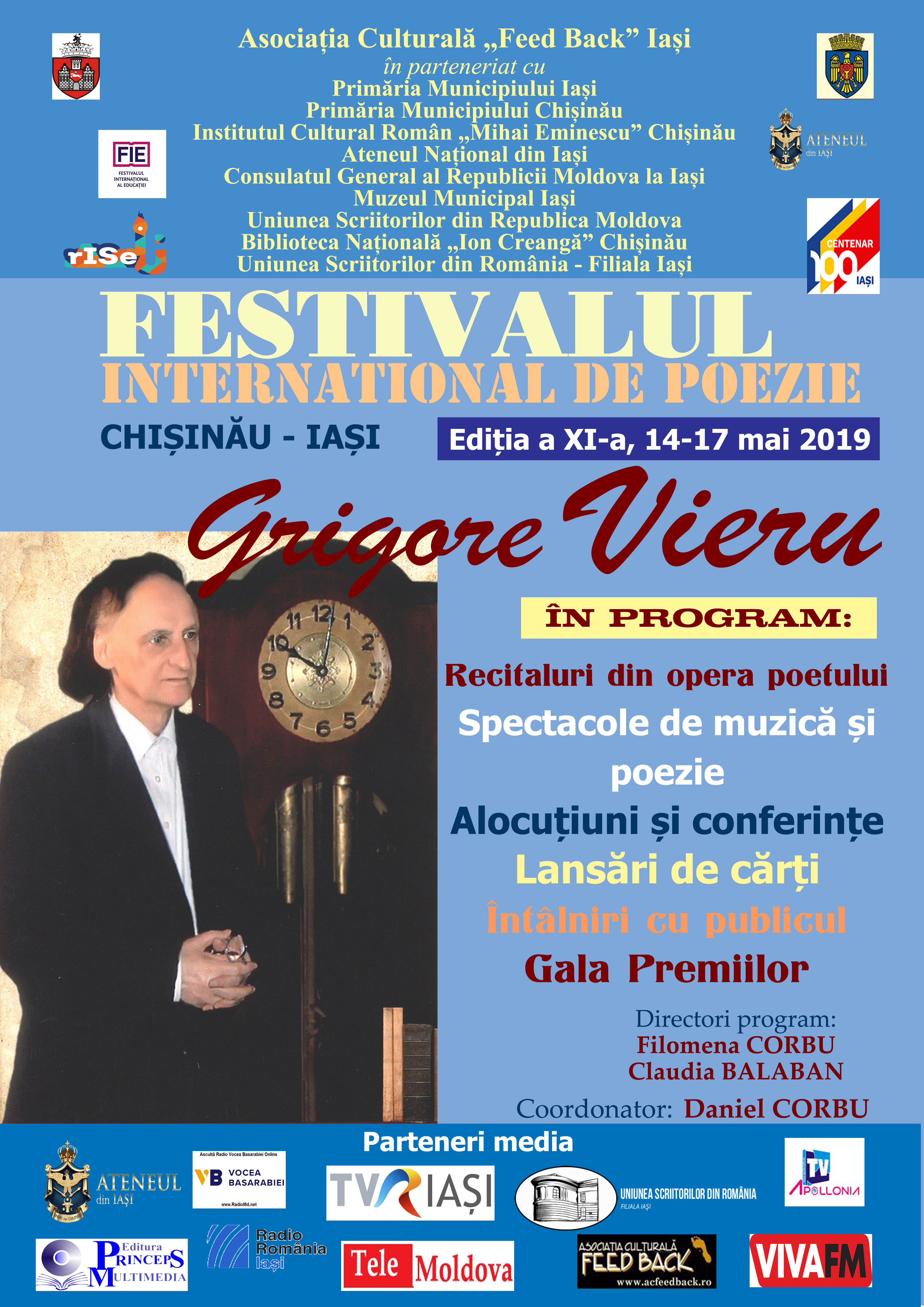 Festivalul Internațional de Poezie „Grigore Vieru” – Chișinău-Iași, ediția a XI-a, 14-17 mai 2019