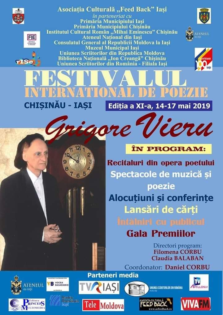 Tema Zilei: Festivalul Internațional de Poezie “Grigore Vieru”, ediția a XI a, 14-17 mai, Chișinău-Iași