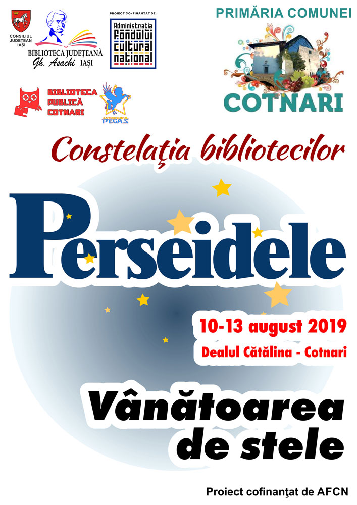 10 – 13 august, la Cotnari, județul Iași, Tabăra de astronomie „Perseidele”. Dorin Cozan de la biblioteca Cotnari, coordonatorul activității, detaliază la ”Bună dimineața” – vineri, 9 august 2019.