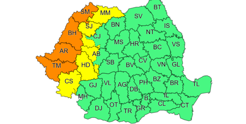 Informare meteo de vânt puternic în regiunea Moldovei