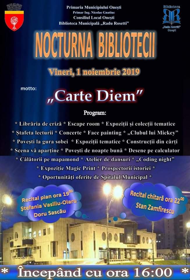 ?? Nocturna „Carte Diem” la Biblioteca Municipală Onești. Bună Dimineața cu Adina Șuhan