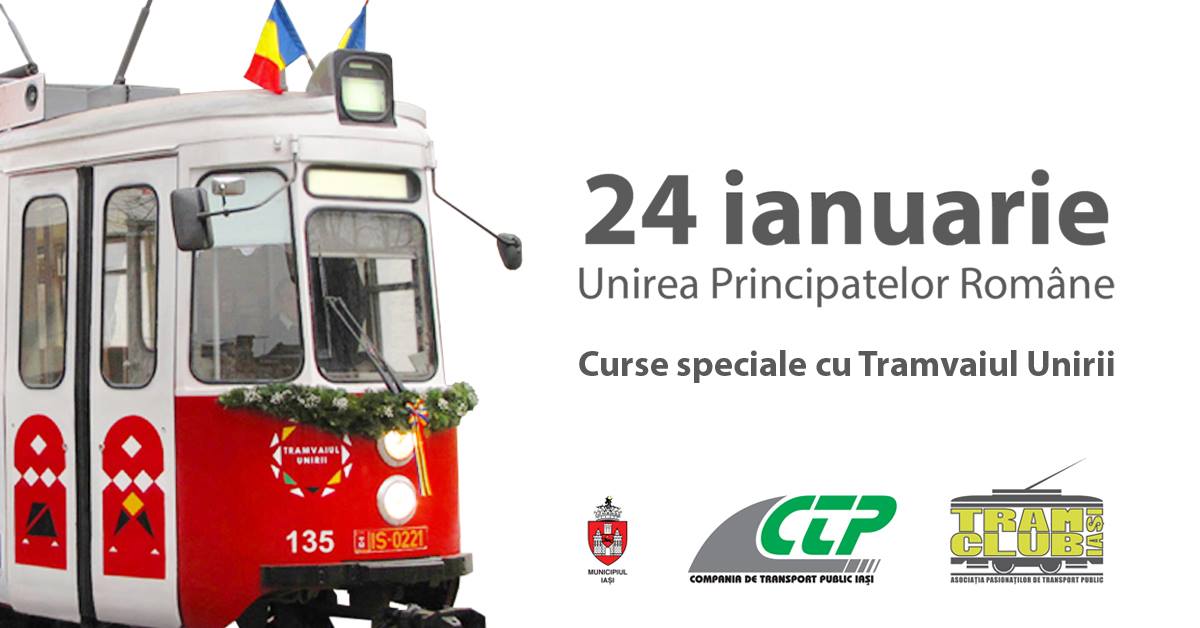 24 ianuarie 2020 – IAŞI: Călătoriile cu „Tramvaiul Unirii” vor fi gratuite.