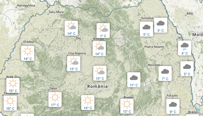 Meteo trei zile (vineri, sâmbătă, duminică)