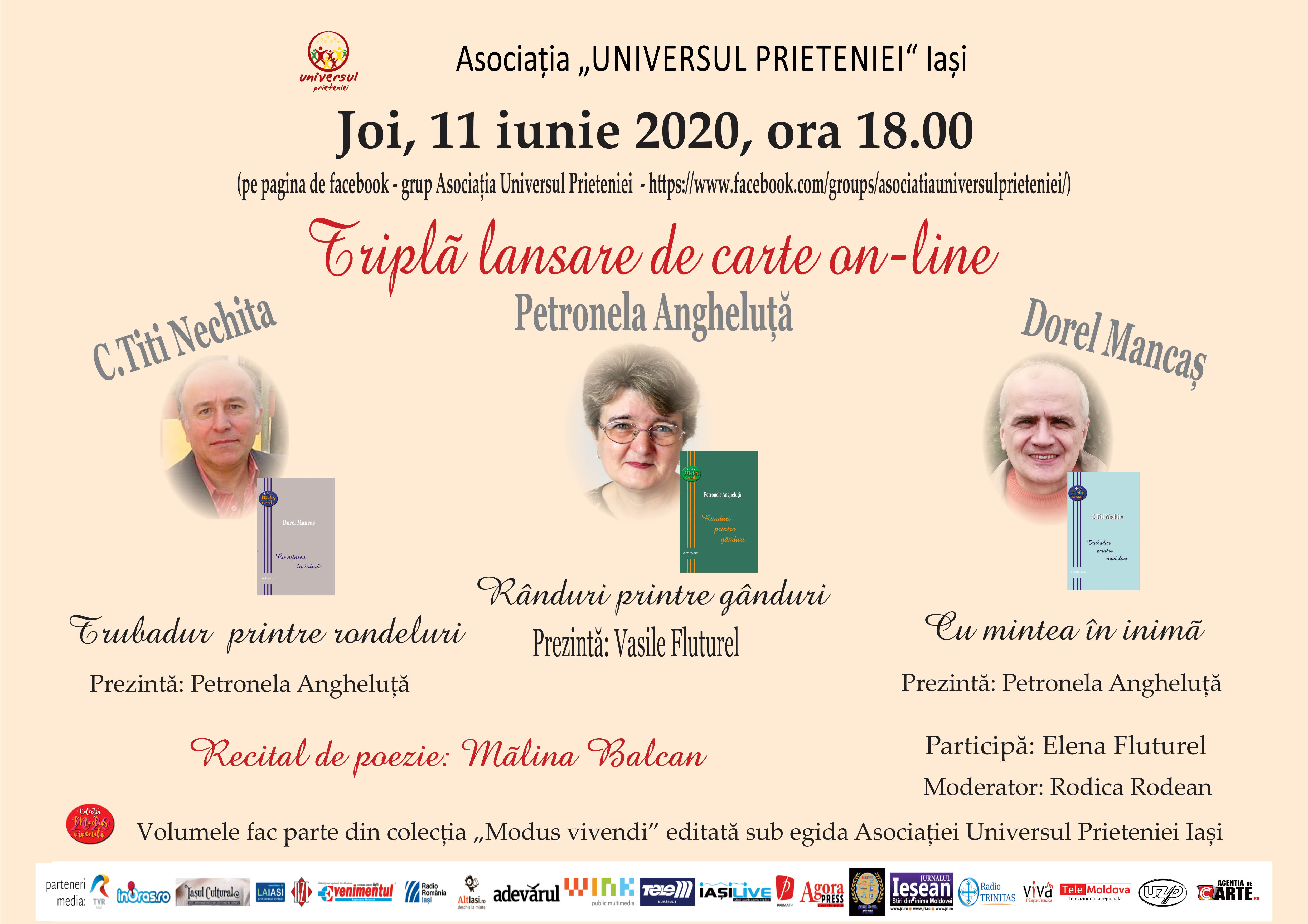 Asociația „Universul Prieteniei” – Triplă lansare de carte on-line, din Colecția „Modus vivendi”,  joi, 11 iunie 2020, ora 18.00