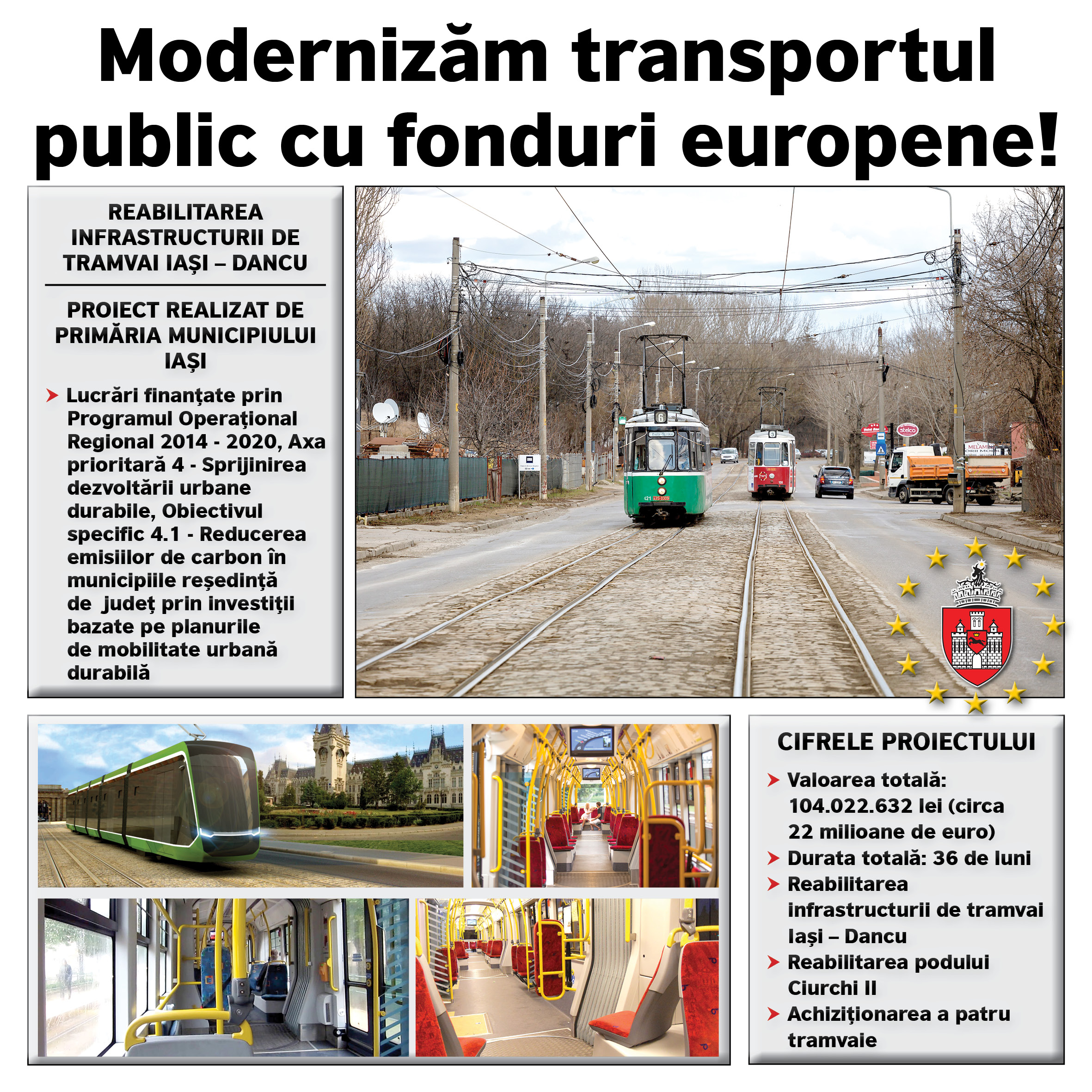 Infrastructura de tramvai Iași – Dancu va fi modernizată