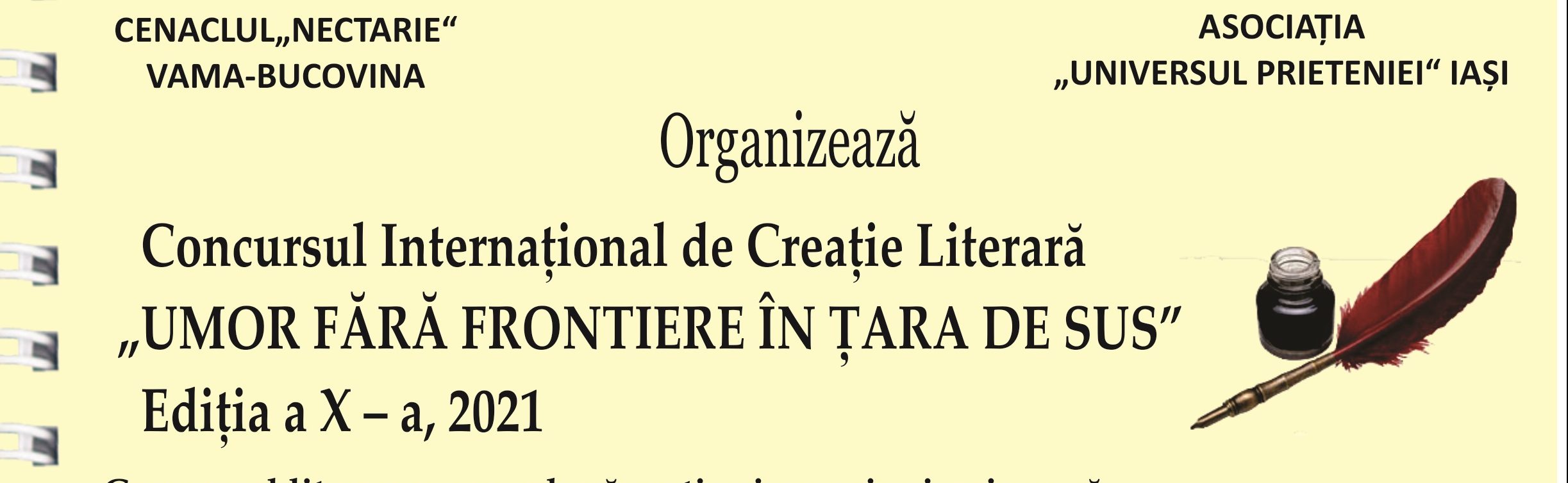 Suceava: Concurs Internaţional de Creaţie Literară „UMOR FĂRĂ FRONTIERE ÎN ȚARA DE SUS”