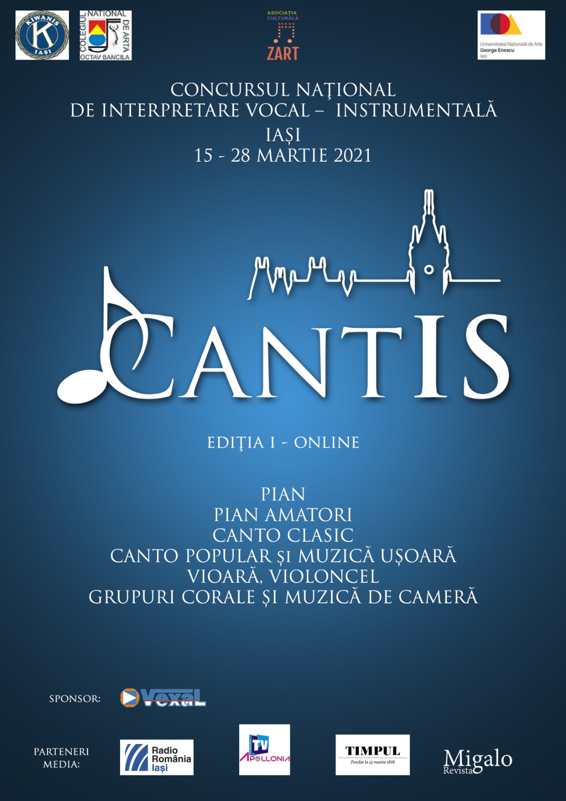 Concurs Național de Interpretare Vocal-Instrumental „CantIS”, ediția I, online, IAȘI, 15 – 28 MARTIE 2021