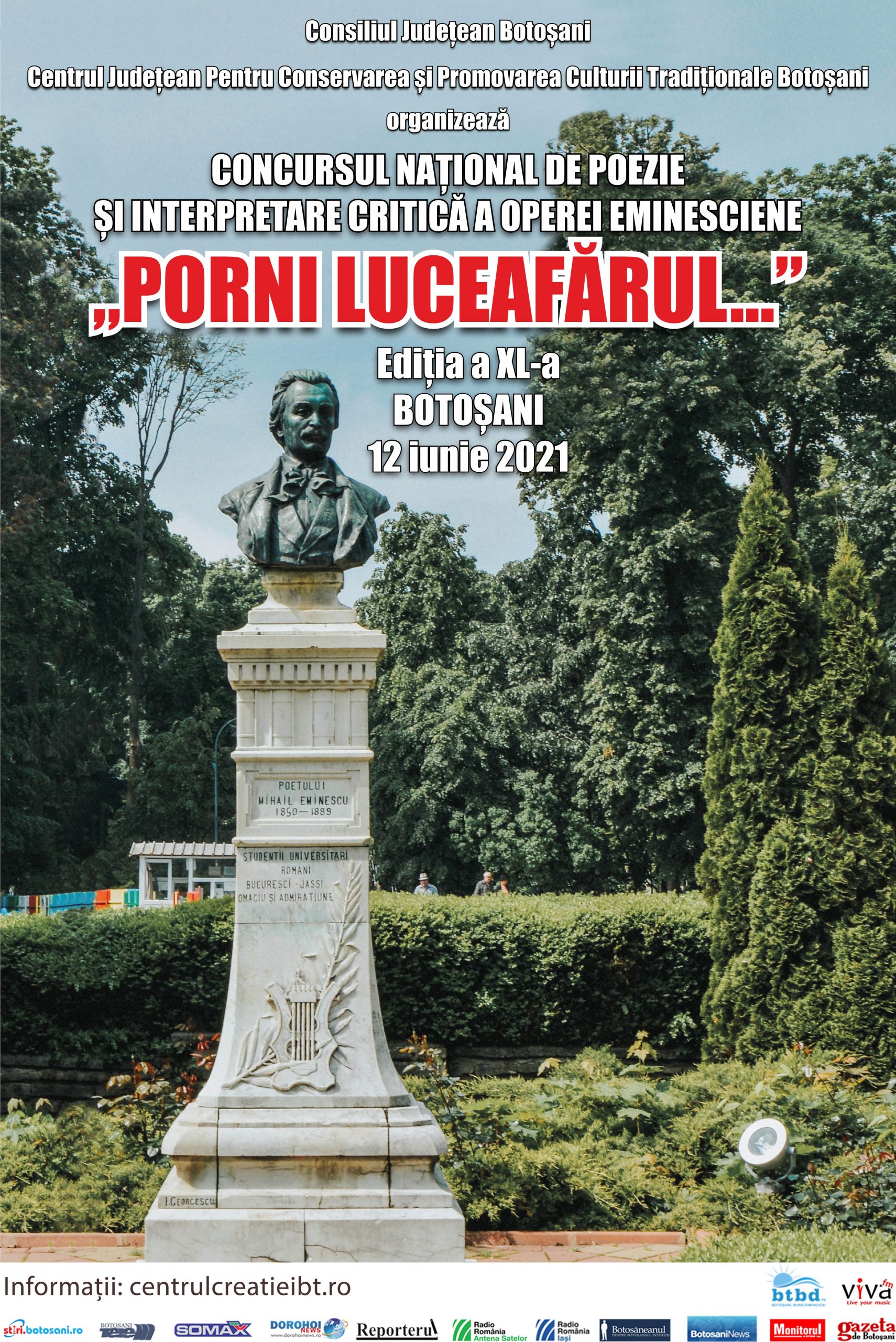 Comunicat de presă – Concursul Național de Poezie și Interpretare Critică a Operei Eminesciene „Porni luceafărul…” 2021