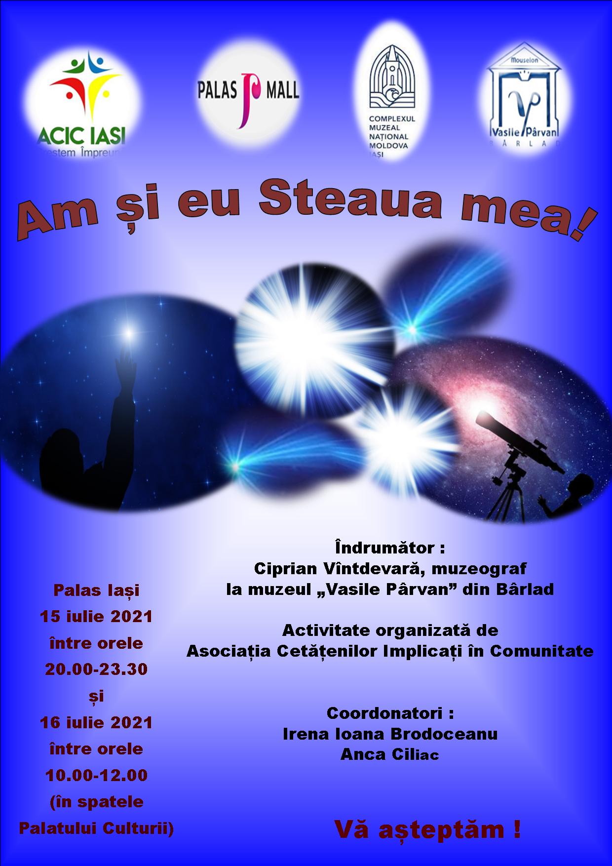 Campanie educaţională de astronomie „Am şi eu steaua mea”. Bună Dimineaţa cu Adina Şuhan (16.07.2021)