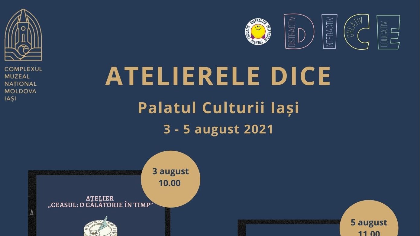 IAȘI: Programul atelierelor DICE de la Palatul Culturii în perioada 3 – 5 august 2021