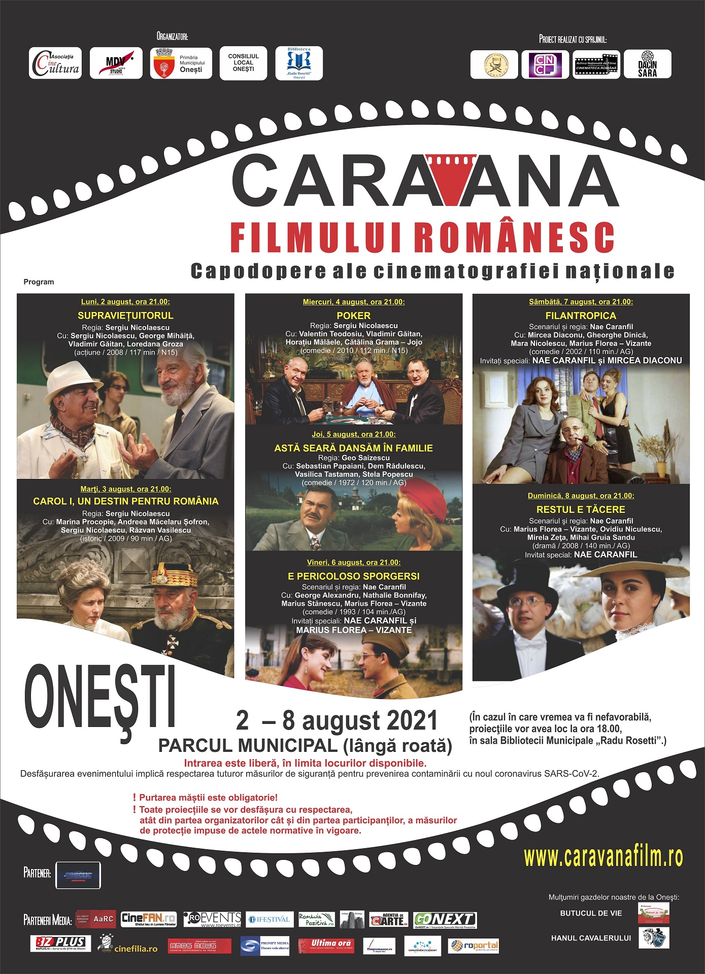 ‘Caravana filmului românesc’, din nou la Oneşti, în perioada 2 – 8 august (program complet)