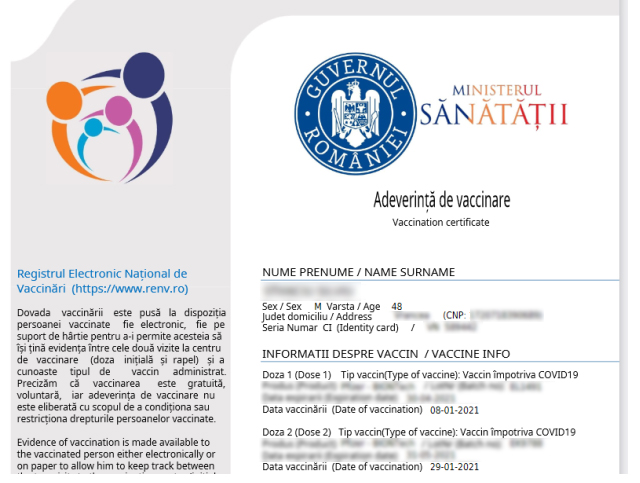 Mihăilă: Au fost transmise către Poliţie peste 370 de sesizări privind autenticitatea unor certificate de vaccinare