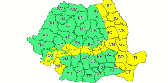 ANM: Cod galben de vânt puternic, până la ora 21:00