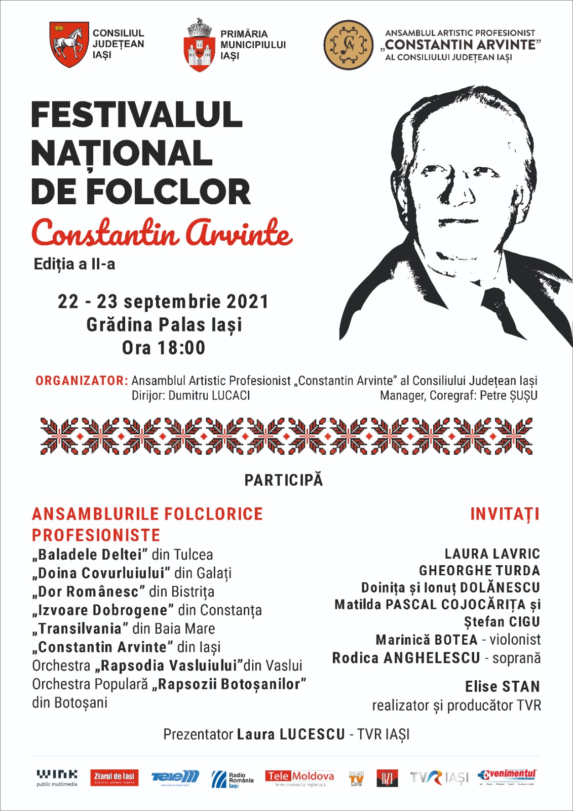 Iaşi: 22-23 sept, Festival Naţional de Folclor Constantin Arvinte, ed. a 2-a