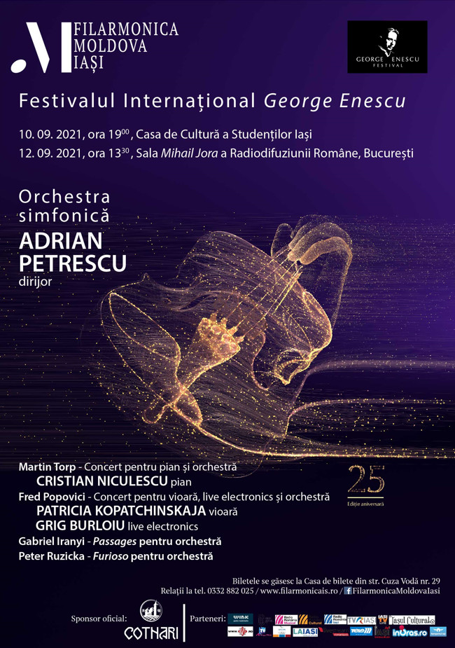 Iaşi: 10 sept., Concertul Filarmonicii Moldova în cadrul Festivalului Enescu